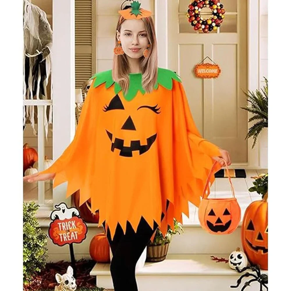 Women's Orange Hb Pumpkin Halloween Earrings Ghost Beaded Dangle Statement Spook